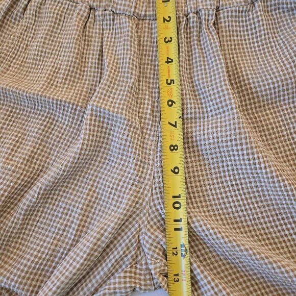 Organic Rags Womens Two Piece Set Tan and White Check Casual Top and Capri Mediu - Picture 8 of 11